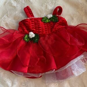 Build A Bear Red Floral Festive Dress